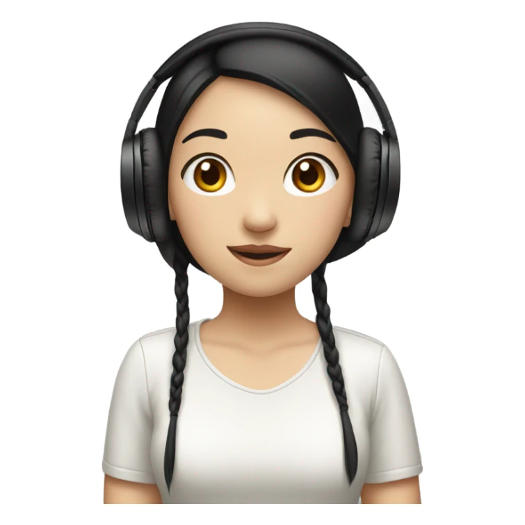 asian girl with apple headphones black hair  sticker