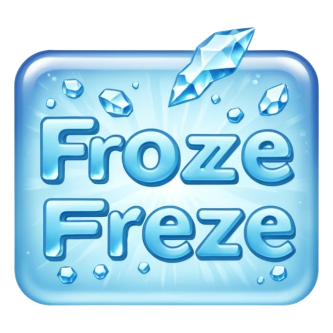 "freeze' words with frozen style sticker