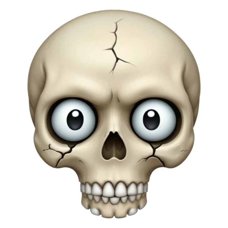 skull emoji with a single large tear, sad face sticker