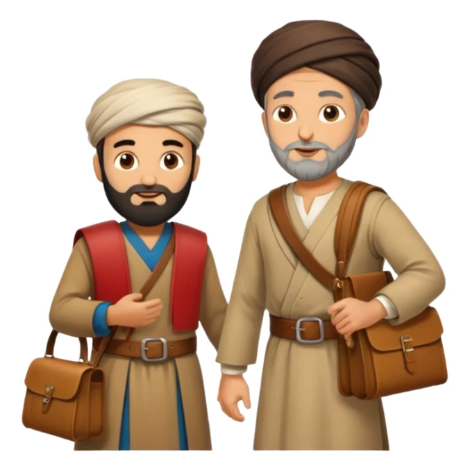 herodotus speaking with a Persian man, who is carrying the mail sticker