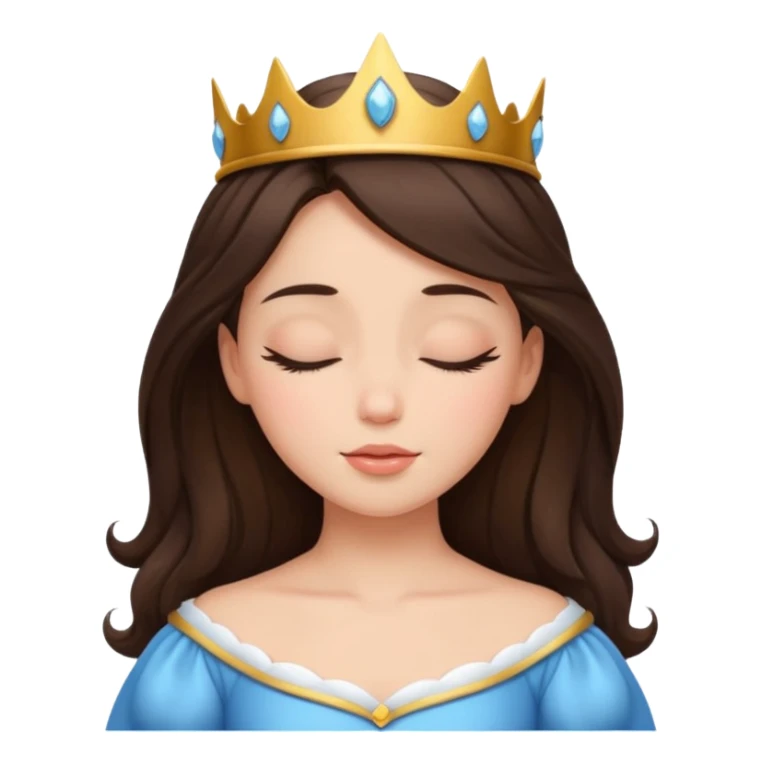 a brunette hair beautiful princess closing her eyes calmly sticker