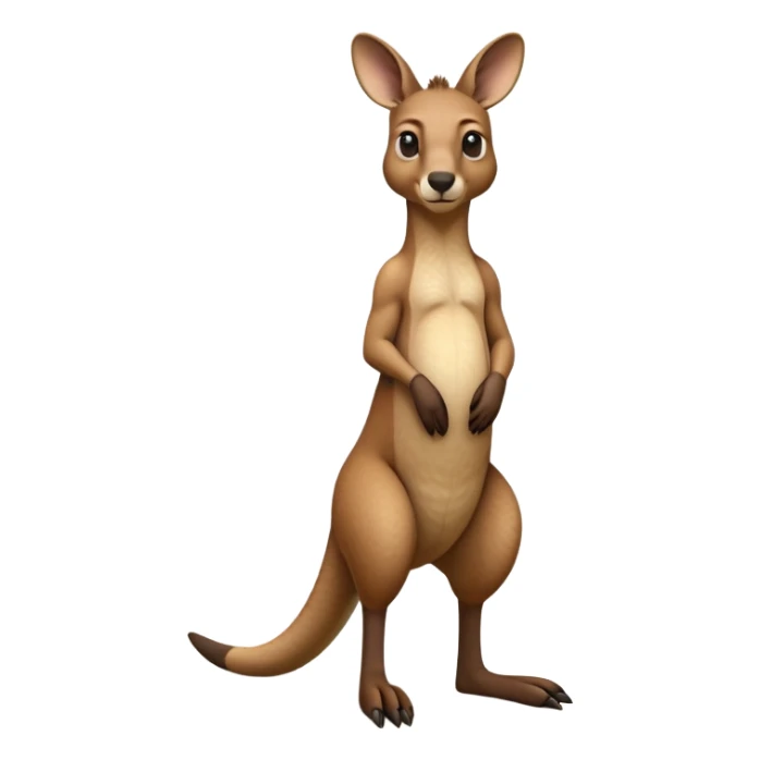 cinematic-kangaroo-realistic-full-body-standing-emoji,-powerful-muscular-frame-balanced-on-strong-hind-legs,-large-tail-resting-lightly-on-the-ground,-short-forearms-held-close-to-chest,-warm-brown-fur-textured-and-detailed,-keen-eyes-scanning-the-horizon-with-curious-alertness,-simplified-yet-realistic-focused-features,-highly-detailed,-glowing-with-a-subtle-natural-radiance sticker