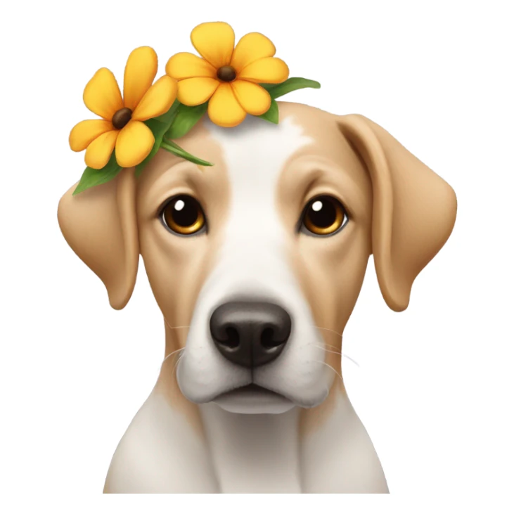 Dog with a flower on his head sticker