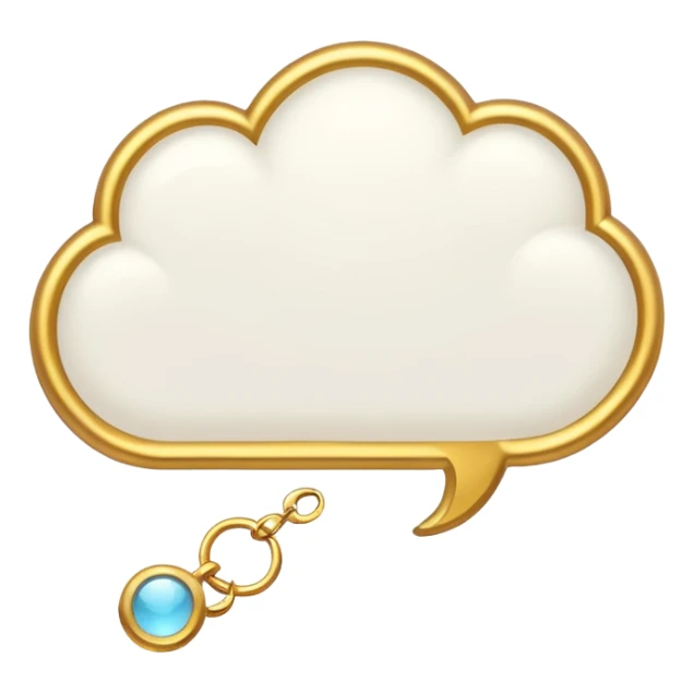 A white thought bubble with golden details and accents sticker
