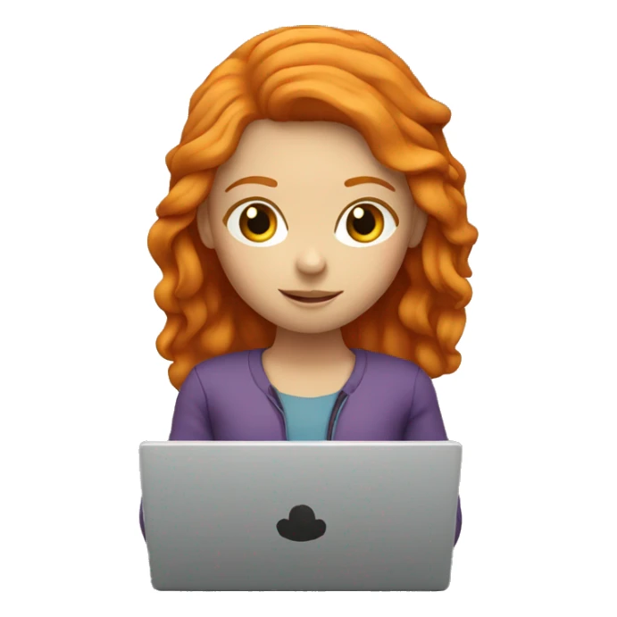 ginger girl working on a red laptop sticker