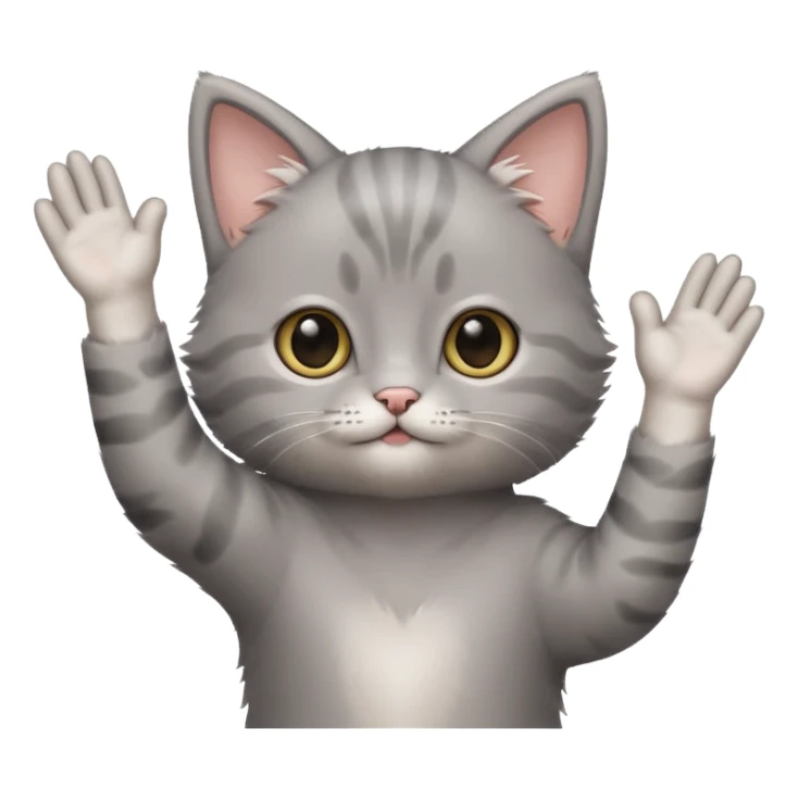 Cute Gray kitten with arms up  sticker
