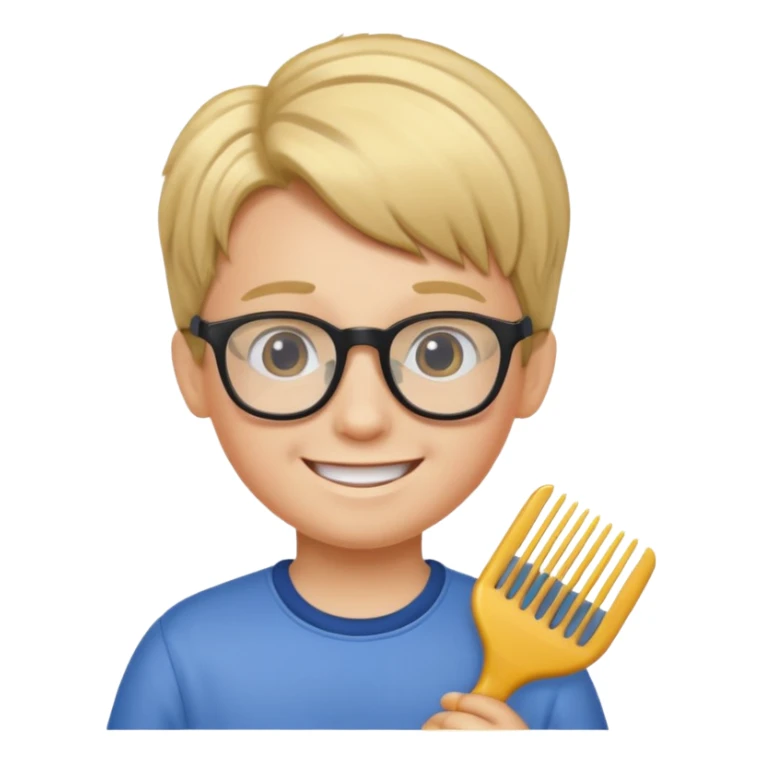 Kid with comb hair and glasses  sticker