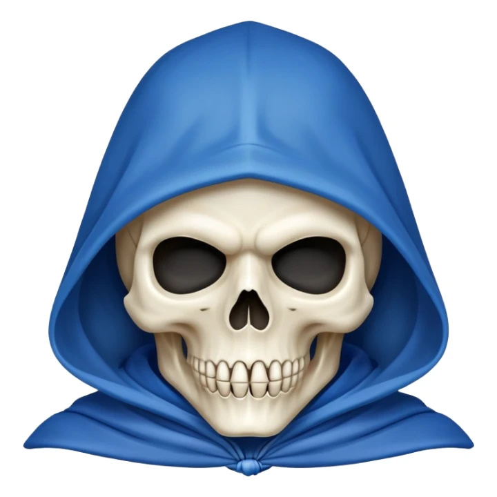 skull wearing blue hood and cloak and mask sticker