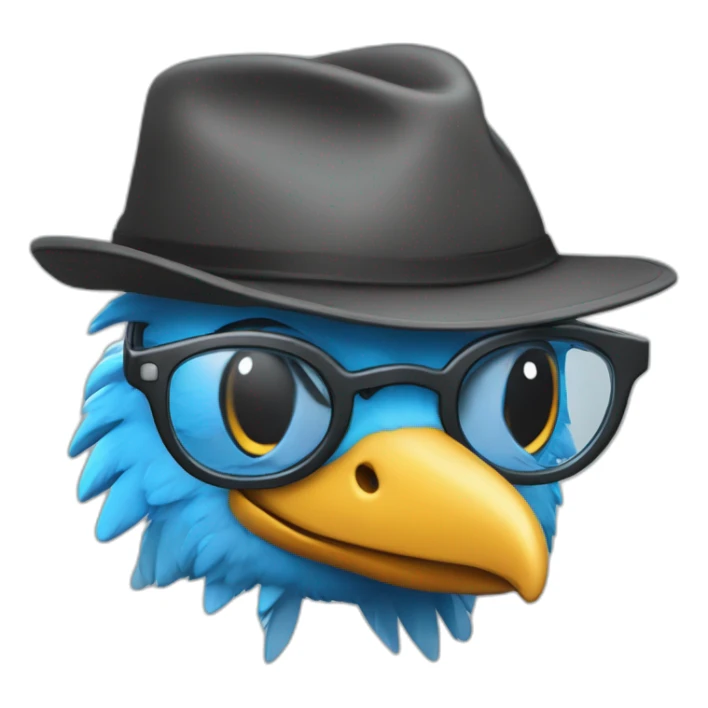 Crazy funny Cyberpunk Articuno head with beautiful smile wearing glasses and hat sticker