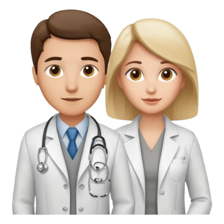 um medico usando jaleco e uma mulher usando colete cinza sticker