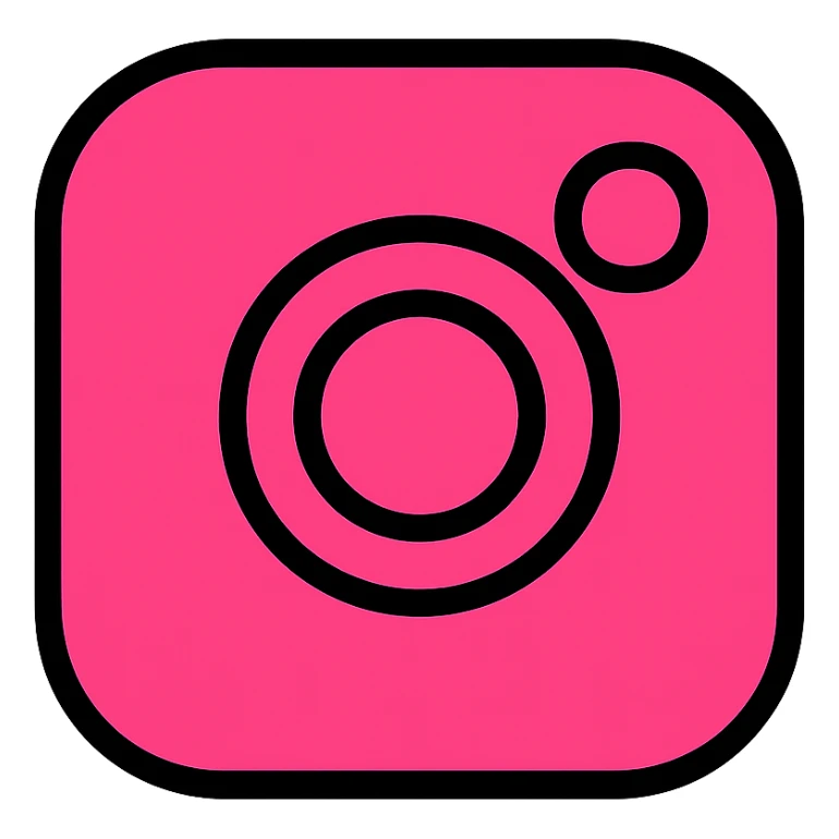 Instagram logo in pink color icon style with a bold outline sticker