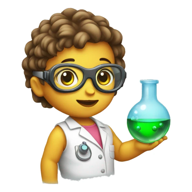 scientist baby wearing goggles and holding chemical sticker