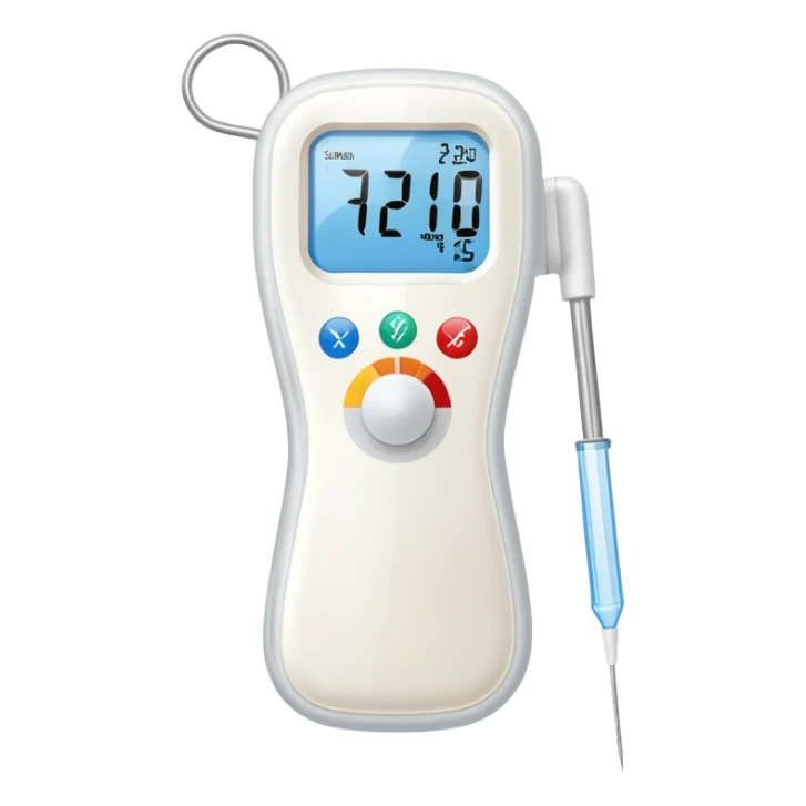 digital thermometer and clean surgical gauze together sticker
