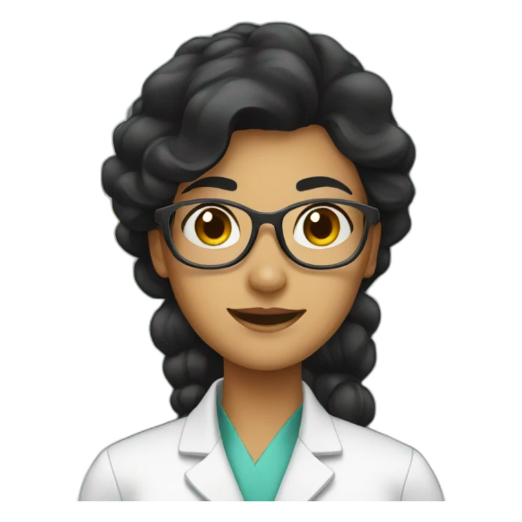 female chemist with black hair sticker