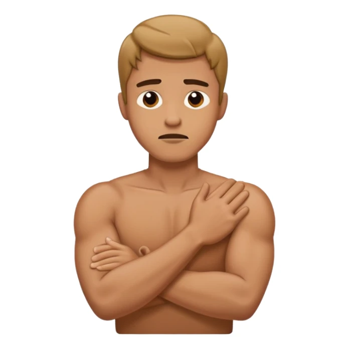 man holding his deck with his arms crossed pretend choking sticker