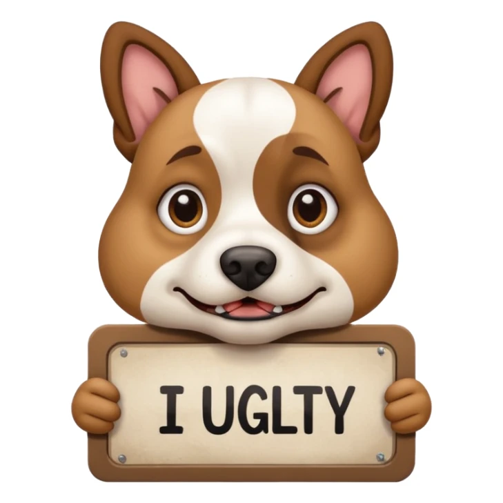 ugly dog holding a sign that says “i’m ugly” sticker