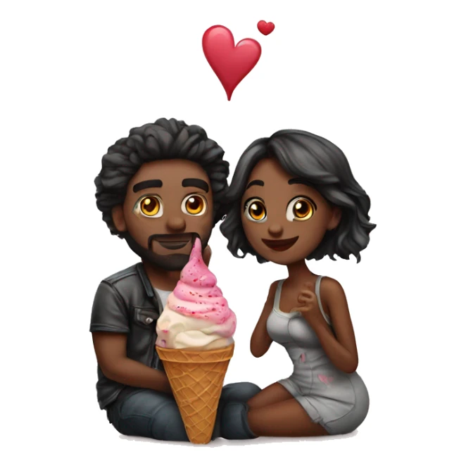 Romantic ice cream date for beautiful tattooed couple sticker