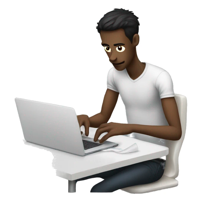 skinny guy playing video games on computer with a tissue on the table sticker