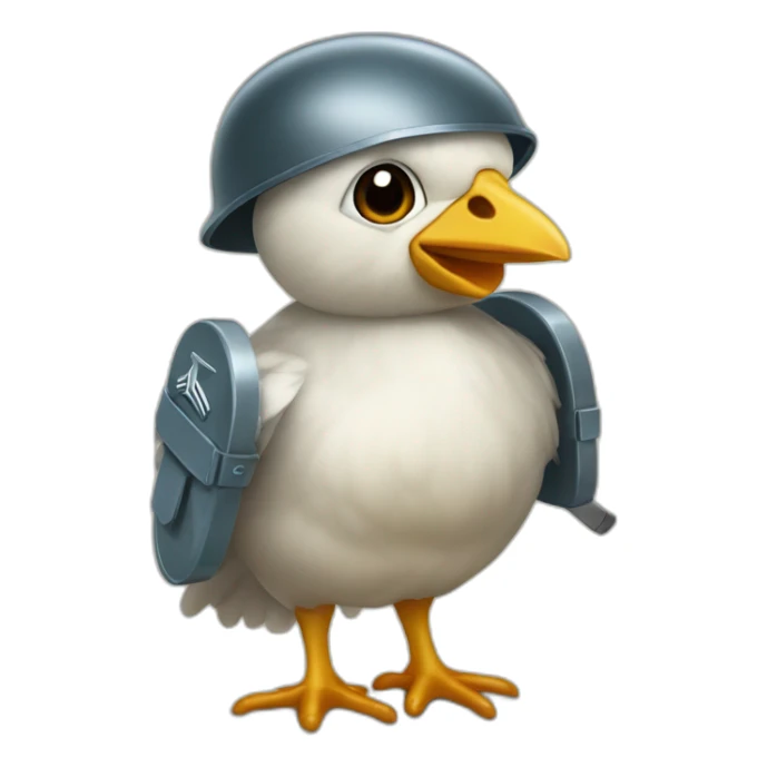 Un poussin avec un casque militaire et un couteau sticker