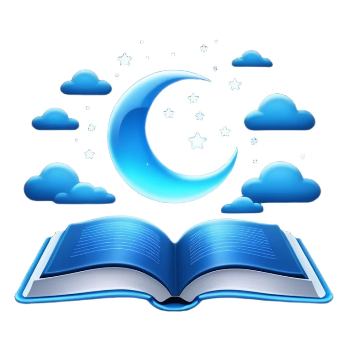 dark neon blue glass book, night sky on the cover sticker