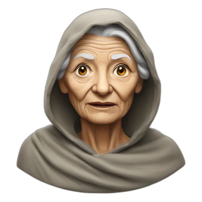 tomb raiser as old woman, photo realistic sticker