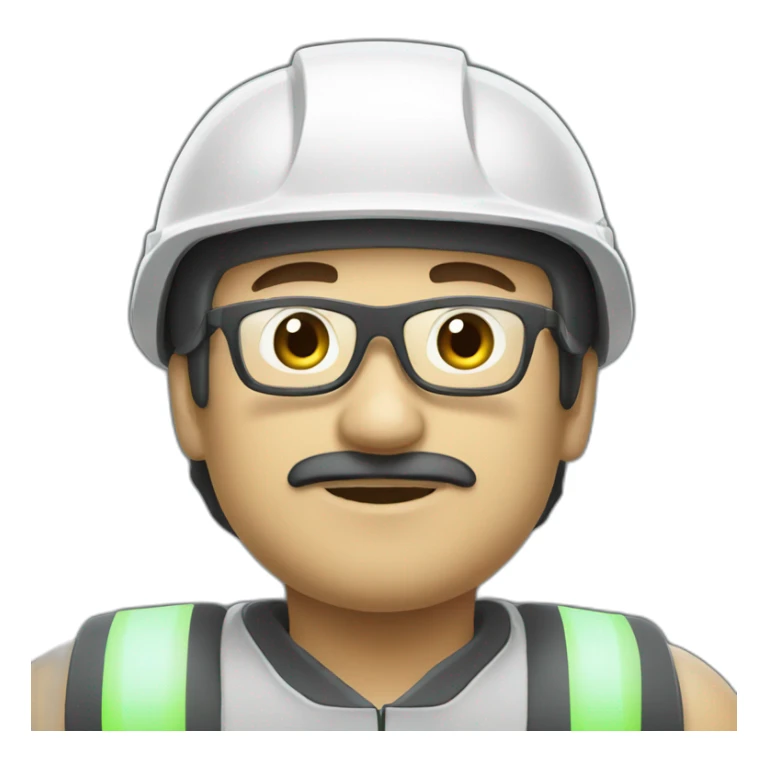 Turkish electrical engineer with white helmet and phosphorescent protection vest sticker