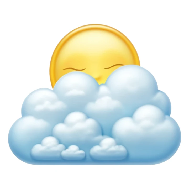 3d rendering, isolated, opalescent pearlescent colored, perfectly shaped, soft fluffy clouds, with a soft buttery yellow sun behind, dpi 300, 8k sticker