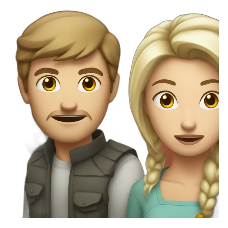 Angry white man with happy chinese woman sticker