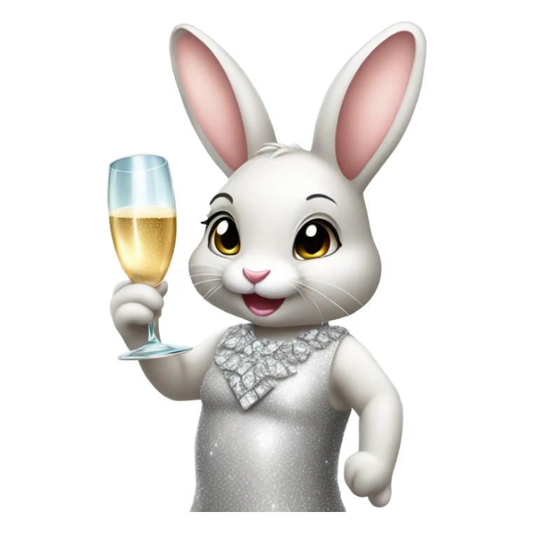 mischievous bunny wearing a diamond dress drinking champagne  sticker