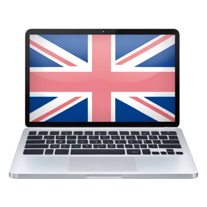pastel laptop on the screen British flag sticker