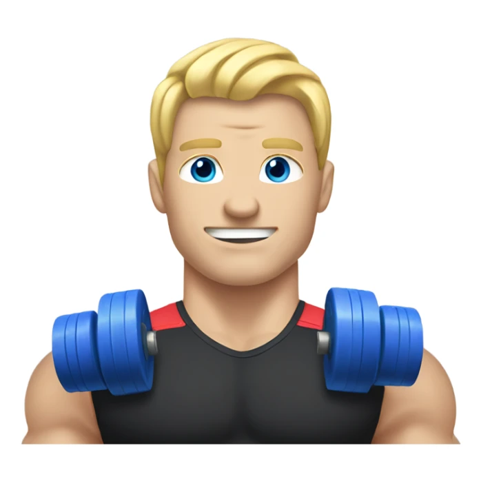 Blond blue eyes male Weightlifter sticker
