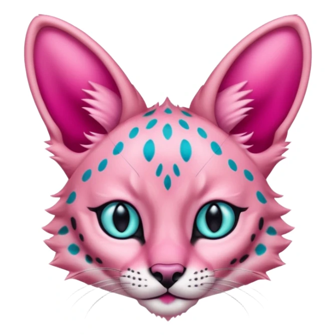 Pink Magenta Pastel-Rose Serval with cyan eyes  sticker