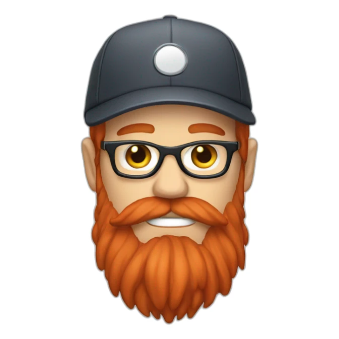 white hipster with large red beard wearing a video game hat sticker