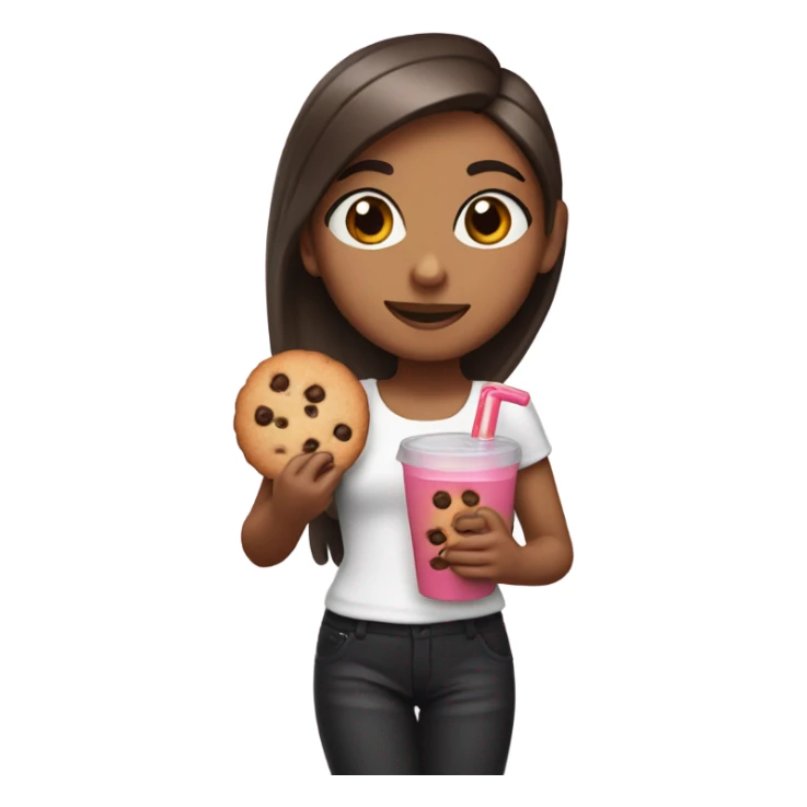 girl with cookie and juice, like a ariana grande sticker