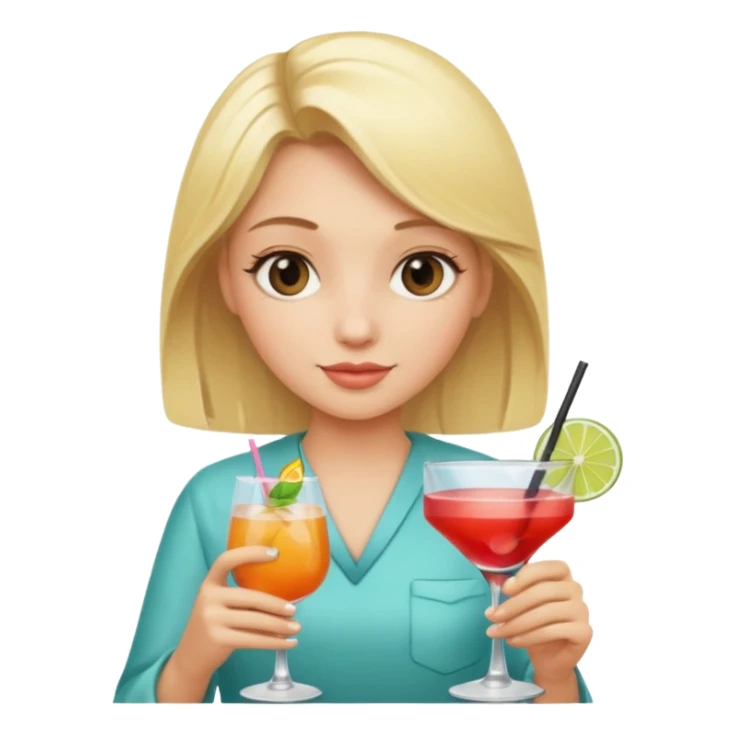 blonde girl with cocktail sticker