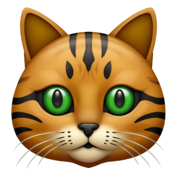 een bruine kat met zwarte strepen en groene ogen sticker