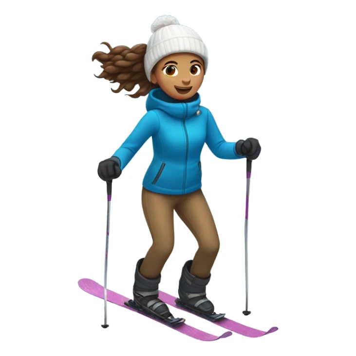 Girl with brown hair skiing down a hill sticker
