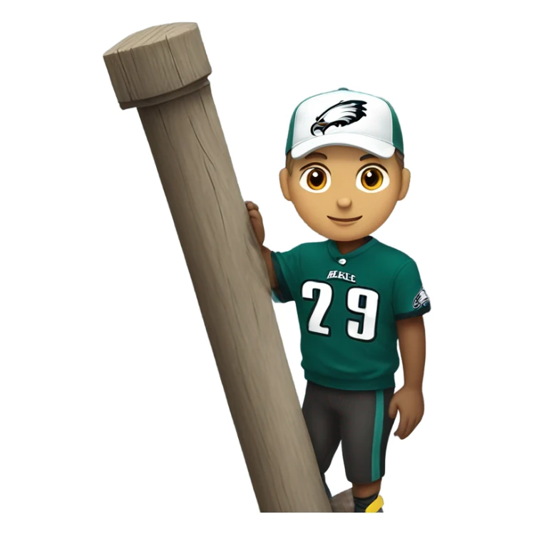 White male with brown eyes and is an eagles fan climbing up a pole sticker
