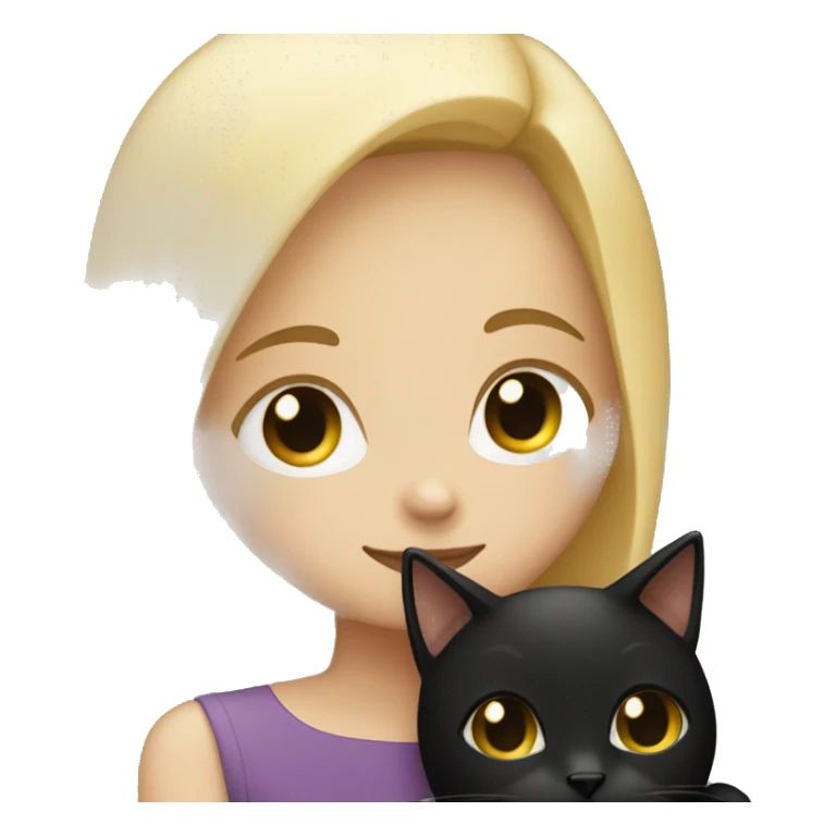 Blonde girl hugging black cat sticker