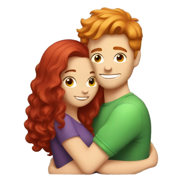 Red hair girl hugging brunette haired white guy sticker