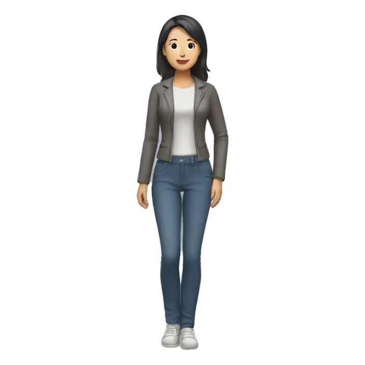 Asian woman (full body) (raising hand in air) sticker