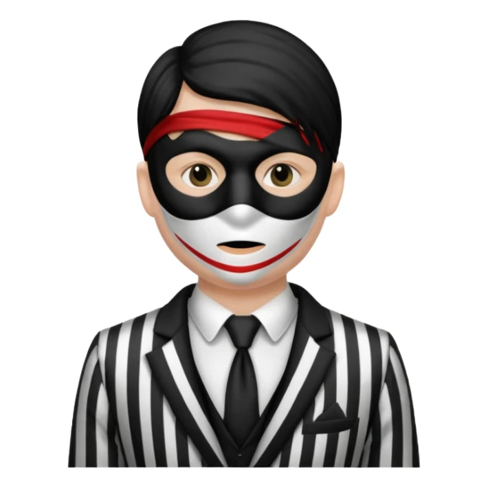 thief with black and white suit with stripes sticker