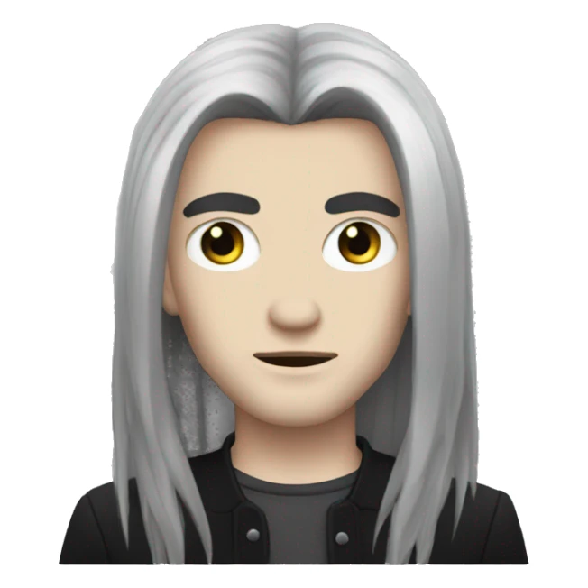 Goth white guy with long black hair grey eyes sticker