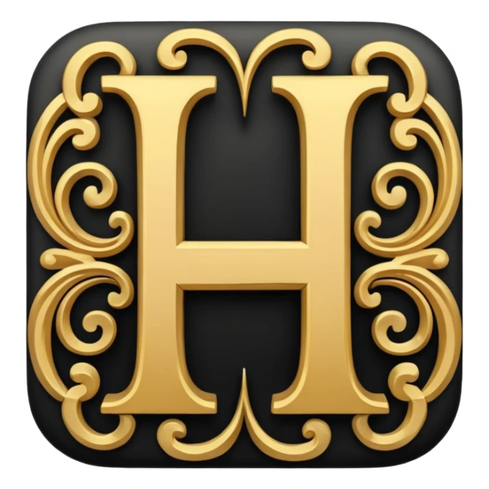 letter H in black and gold sticker