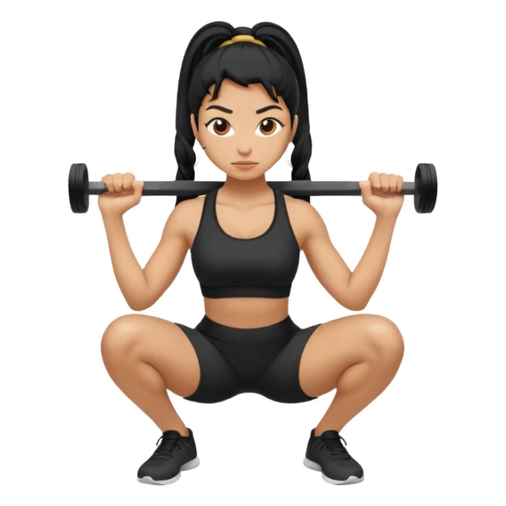 Women with long black ponytail doing a squat with no weights sticker