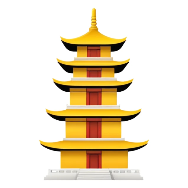 Extremely simplified Chinese pagoda symbol, minimal lines, basic emoji sticker