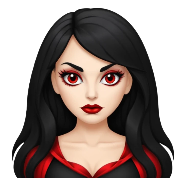 vampira parda sexy com cabelo preto longo e liso e franja e olhos pretos sticker