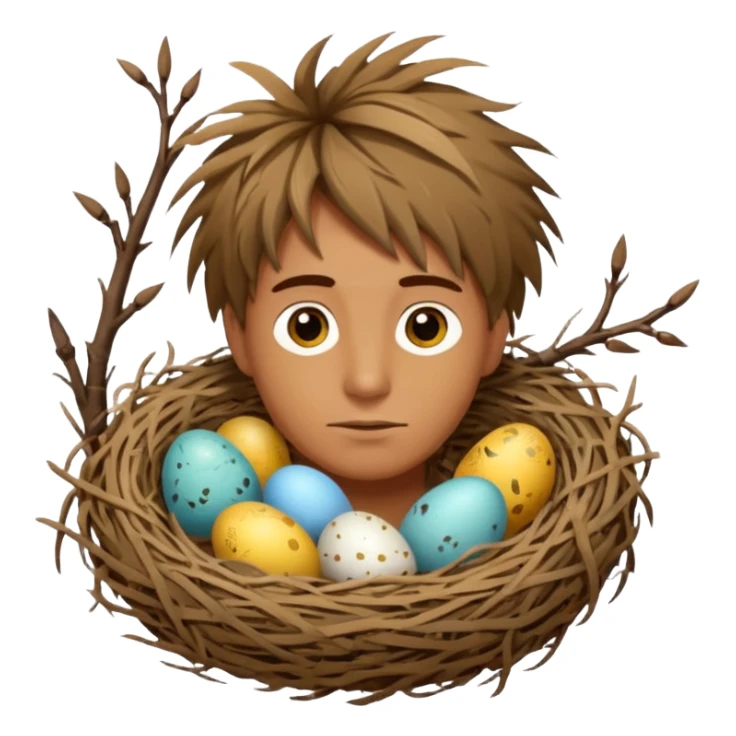 Man who has a Birds Nest for hair sticker