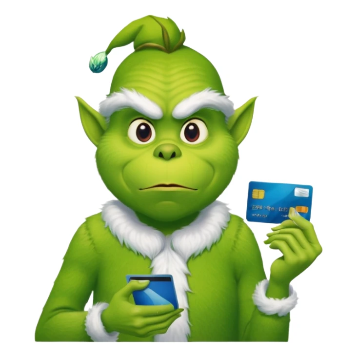 Grinch with credit card at bank  sticker
