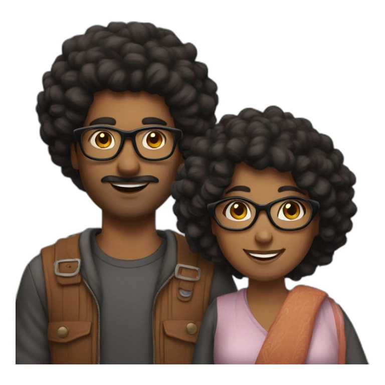 indian-guy-with-glasses-black-girl-with-afro-couple sticker
